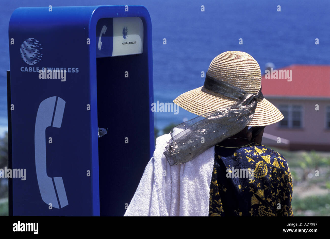 CARIBBEAN BRITISH WEST INDIES BARBADOS LA BARBADE THE BAJAN PEOPLE WOMAN AT PHONE BOOTH CARIBBEAN BRITISH WEST INDIES BARBADOS LA BARBADE THE BAJAN PEOPLE WOMAN AT PHONE BOOTH