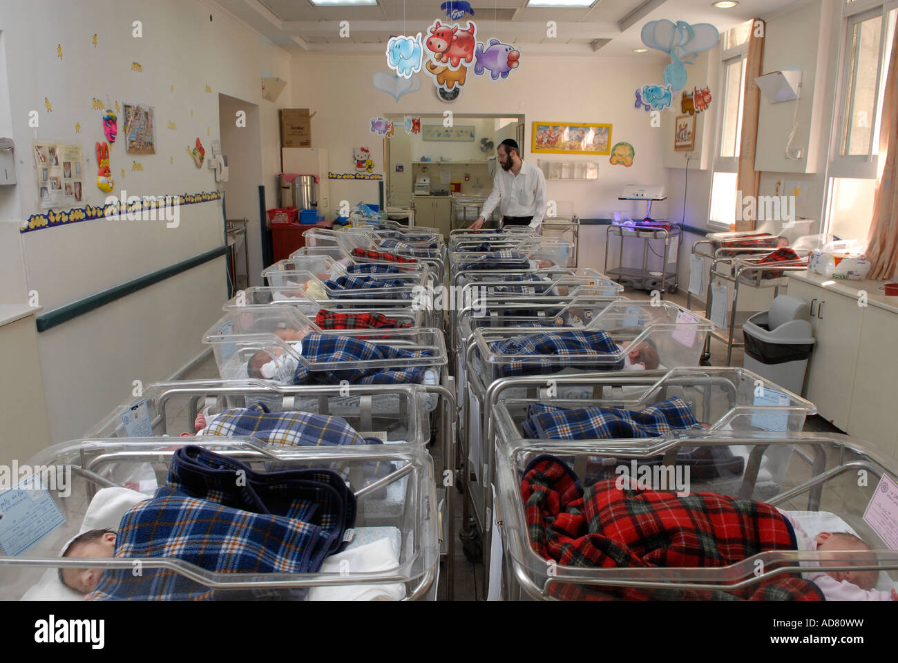 Newborn babies at delivery room in Bikur Holim hospital Jerusalem Stock