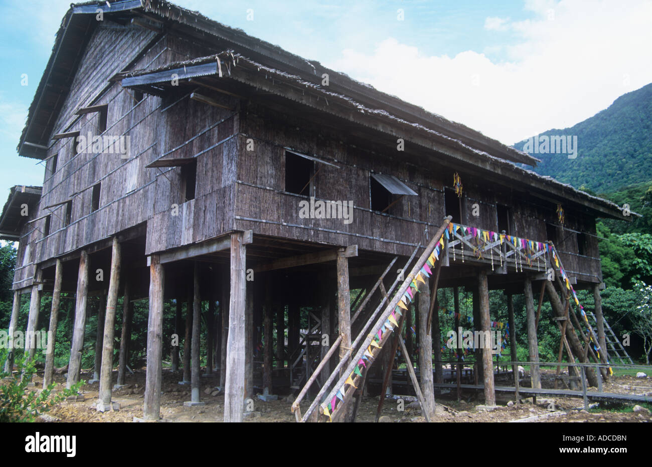 Traditional stilt house in Sarawak Eastern Malaysia Stock Photo
