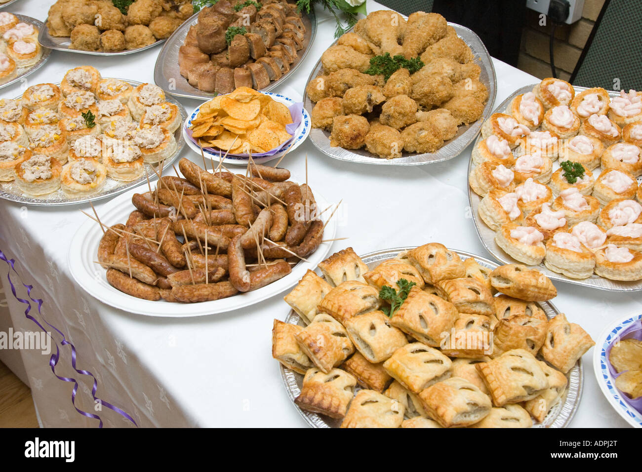 Download this stock image: food buffet table at a wedding reception in the UK - ADPJ2T from Alamy