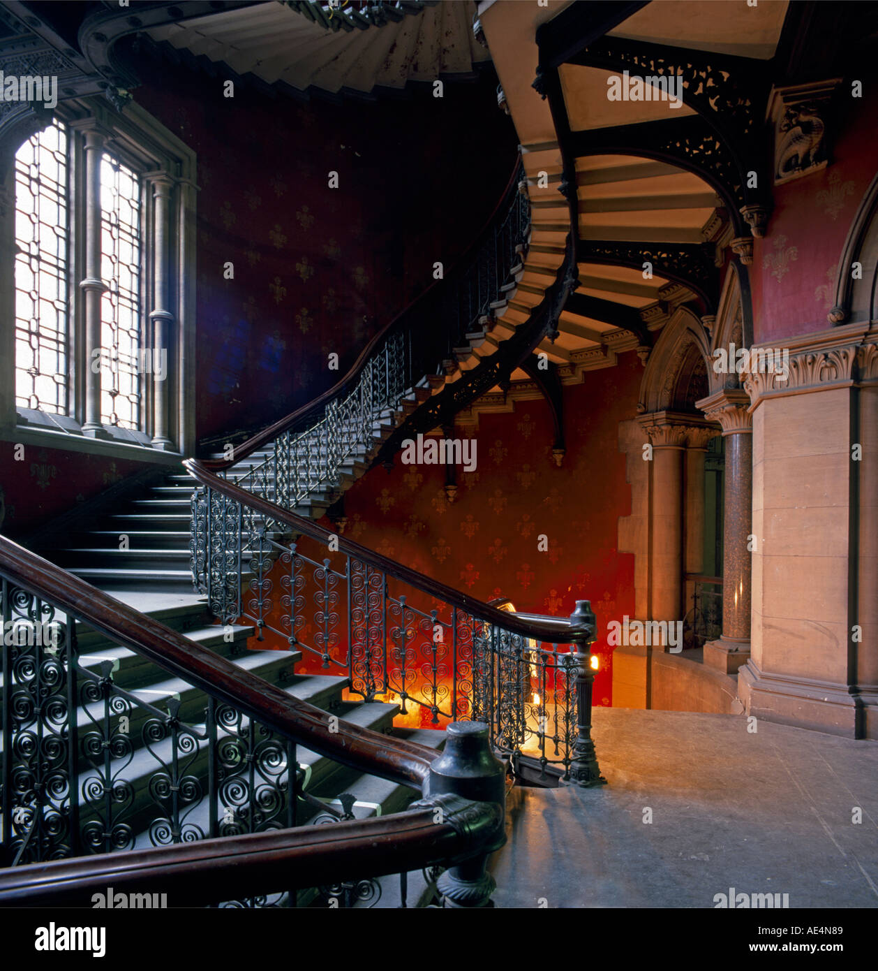 Grand Victorian gothic staircase inside St Pancras Chambers London