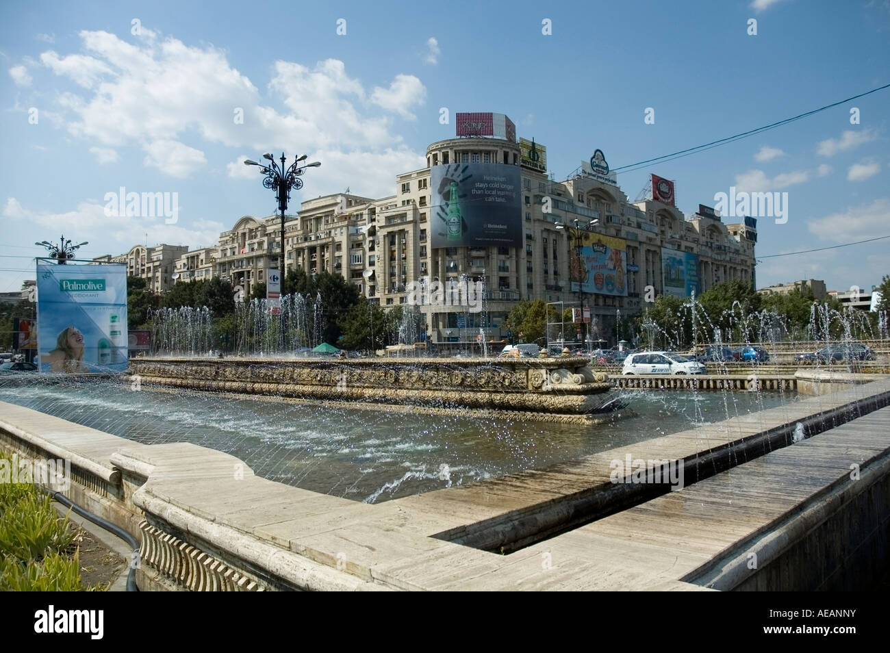 Fountains at Union Square, (Piata Unirii), Bucharest, Romania Stock