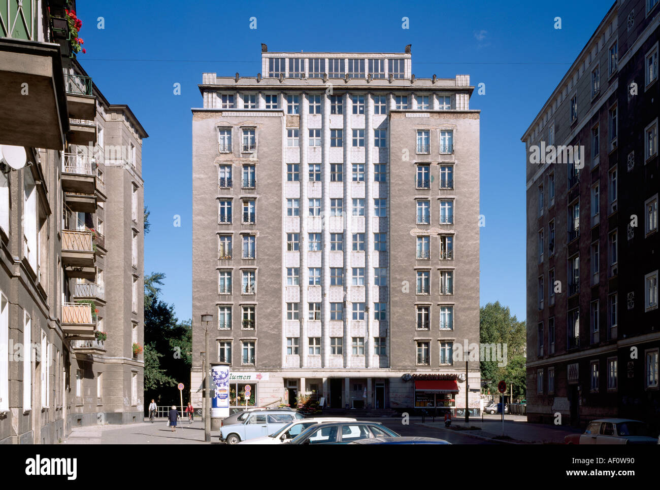 Berlin-Friedrichshain, Hochhaus, an der Weberwiese Stock Photo, Royalty