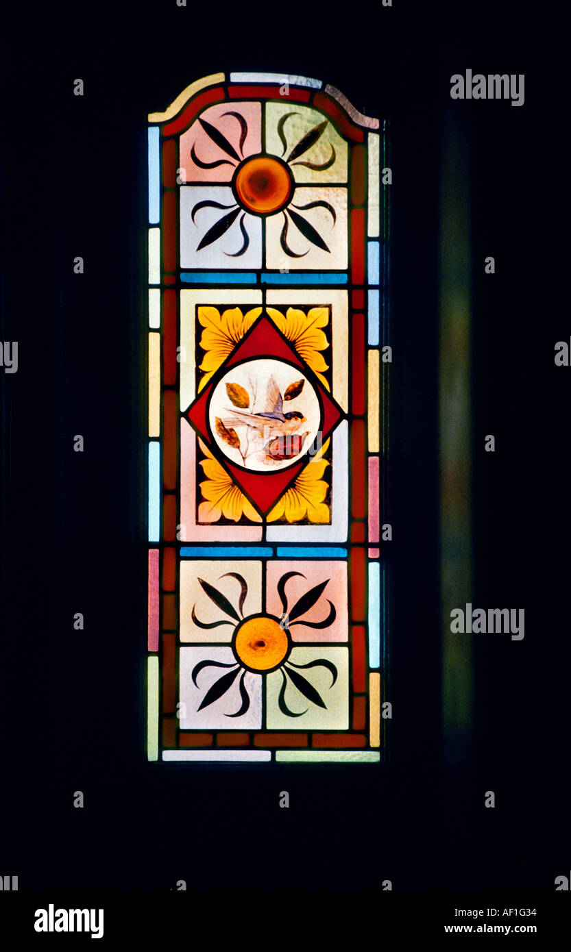 Victorian stained glass door panel in a London house Stock Photo