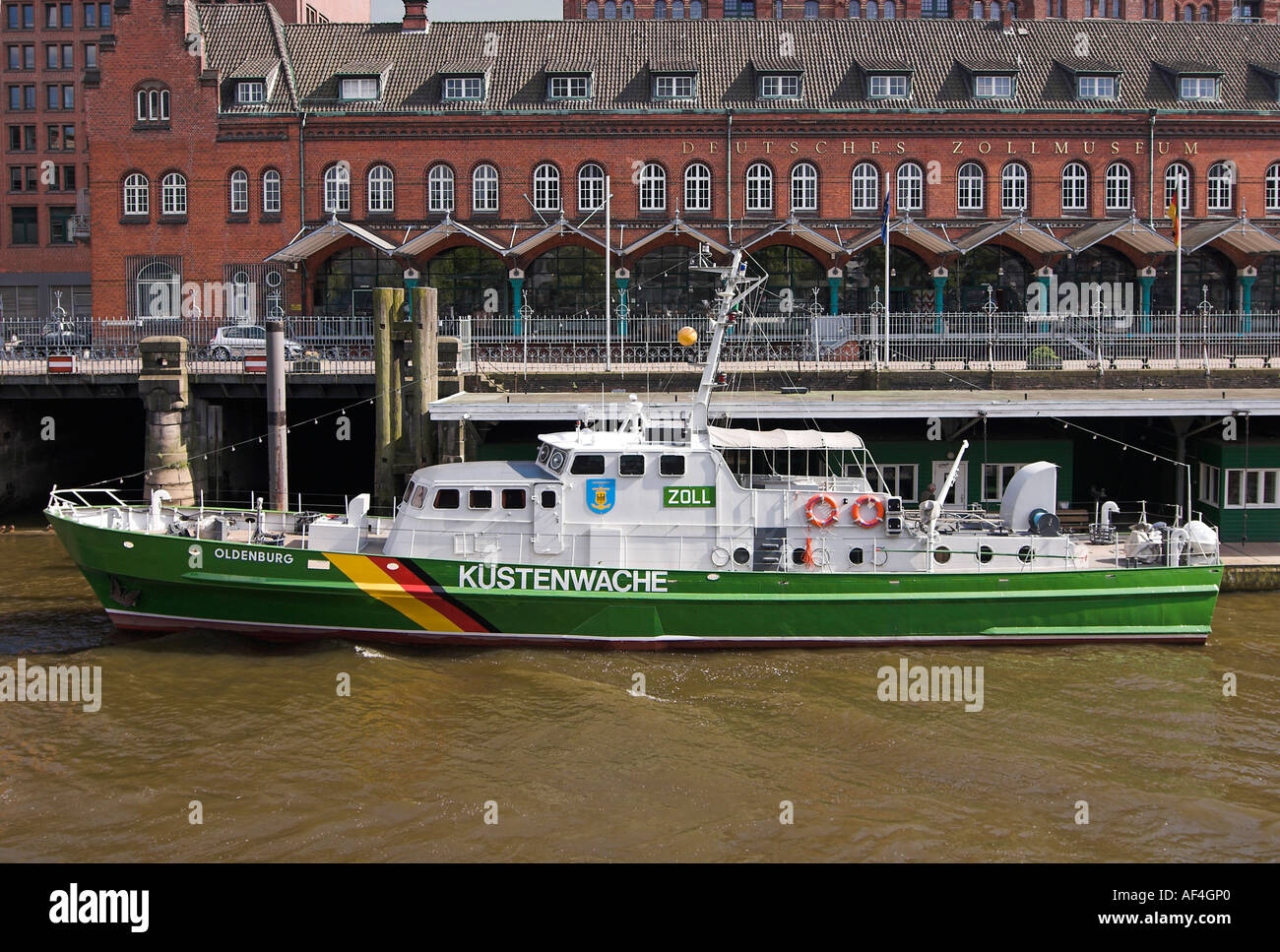 Customs boat Oldenburg in front of the German Customs Museum in the