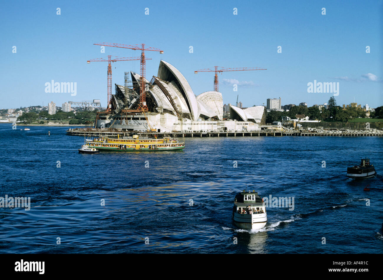 Sydney Opera House Under Construction Viewed From The Harbour In