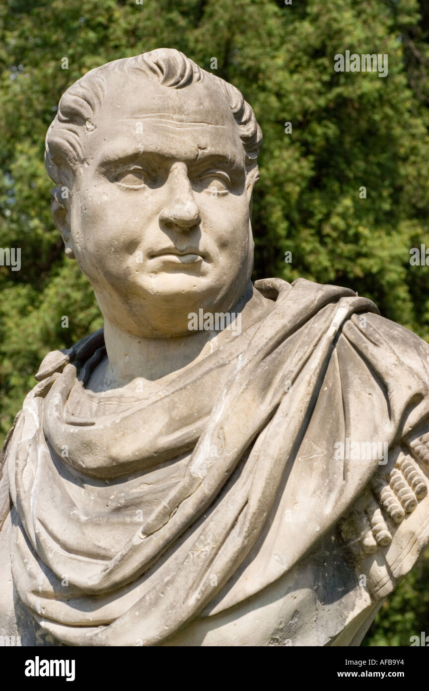 Stone portrait sculpture of Roman Caesar Vitellius Roman Emperor Stock Photo, Royalty Free Image