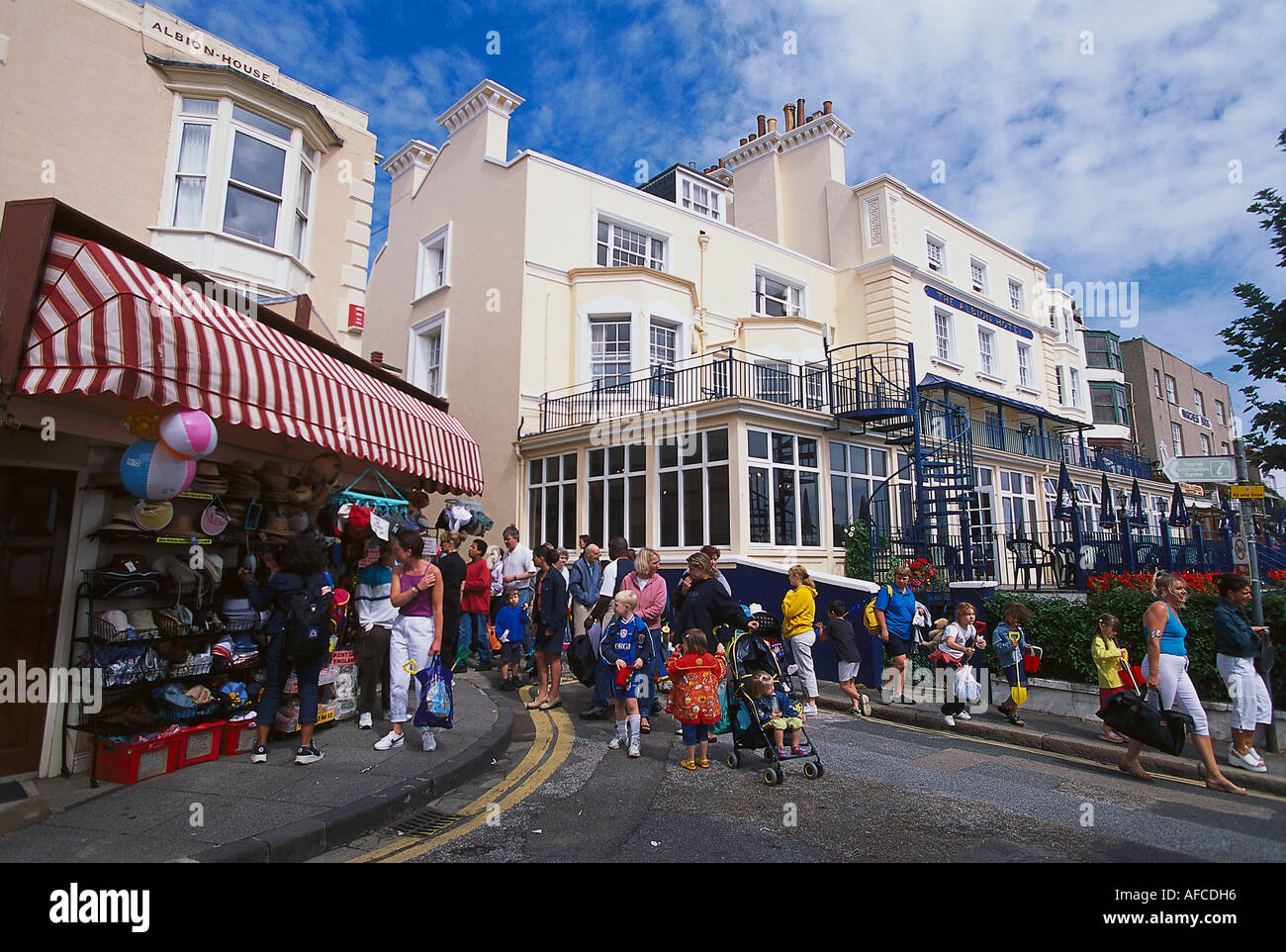 Pedestrians, Albion Hotel, Broadstairs, Kent England Stock Photo