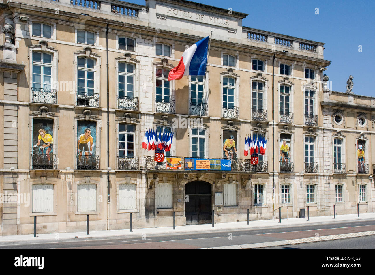 Macon town hall elevation on the quai lamartine, Burgundy, France Stock