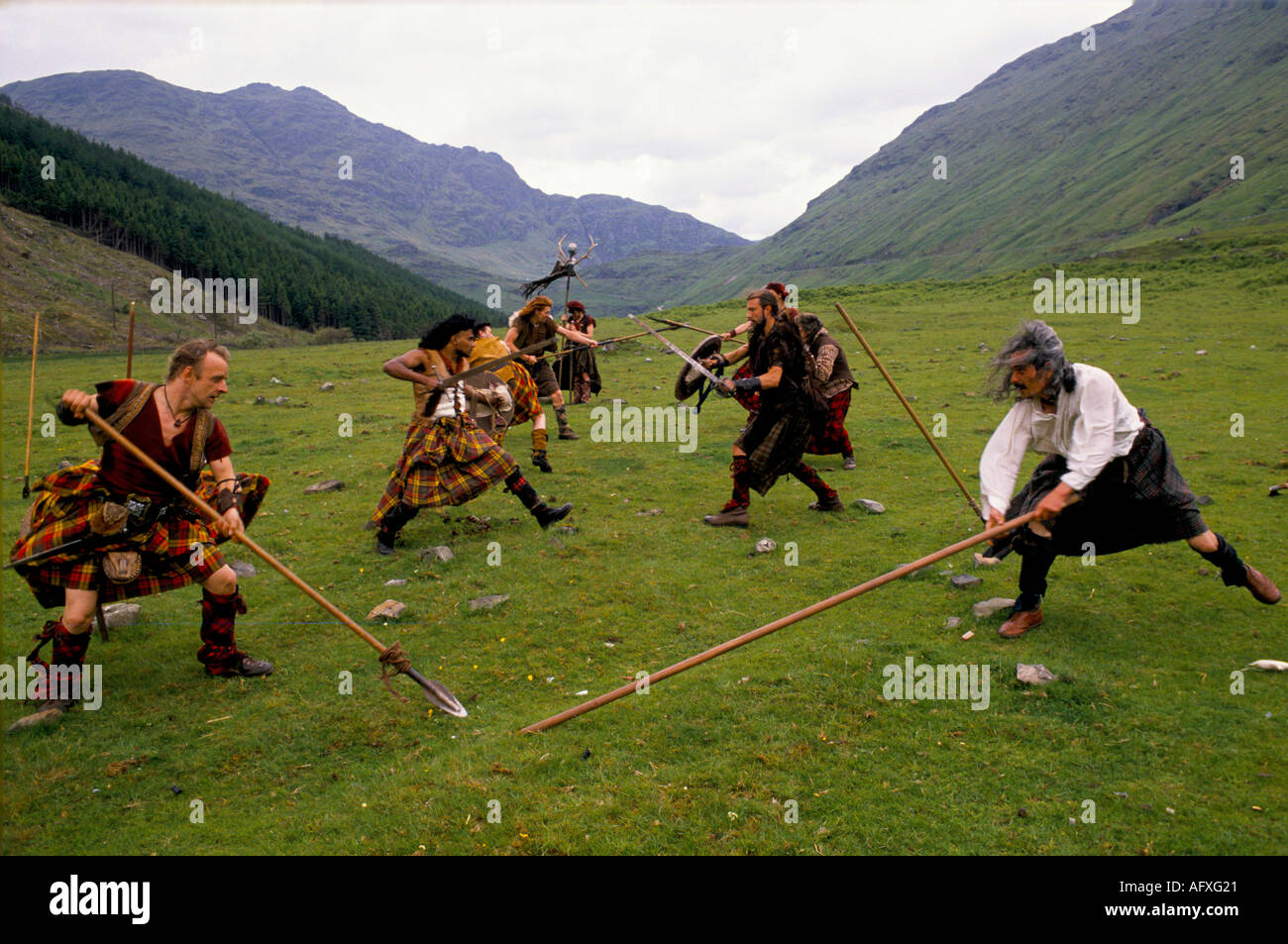 BATTLE OF CULLODEN. THE CLAN, SCOTLAND AT A CAMP IN GLEN CROE Stock