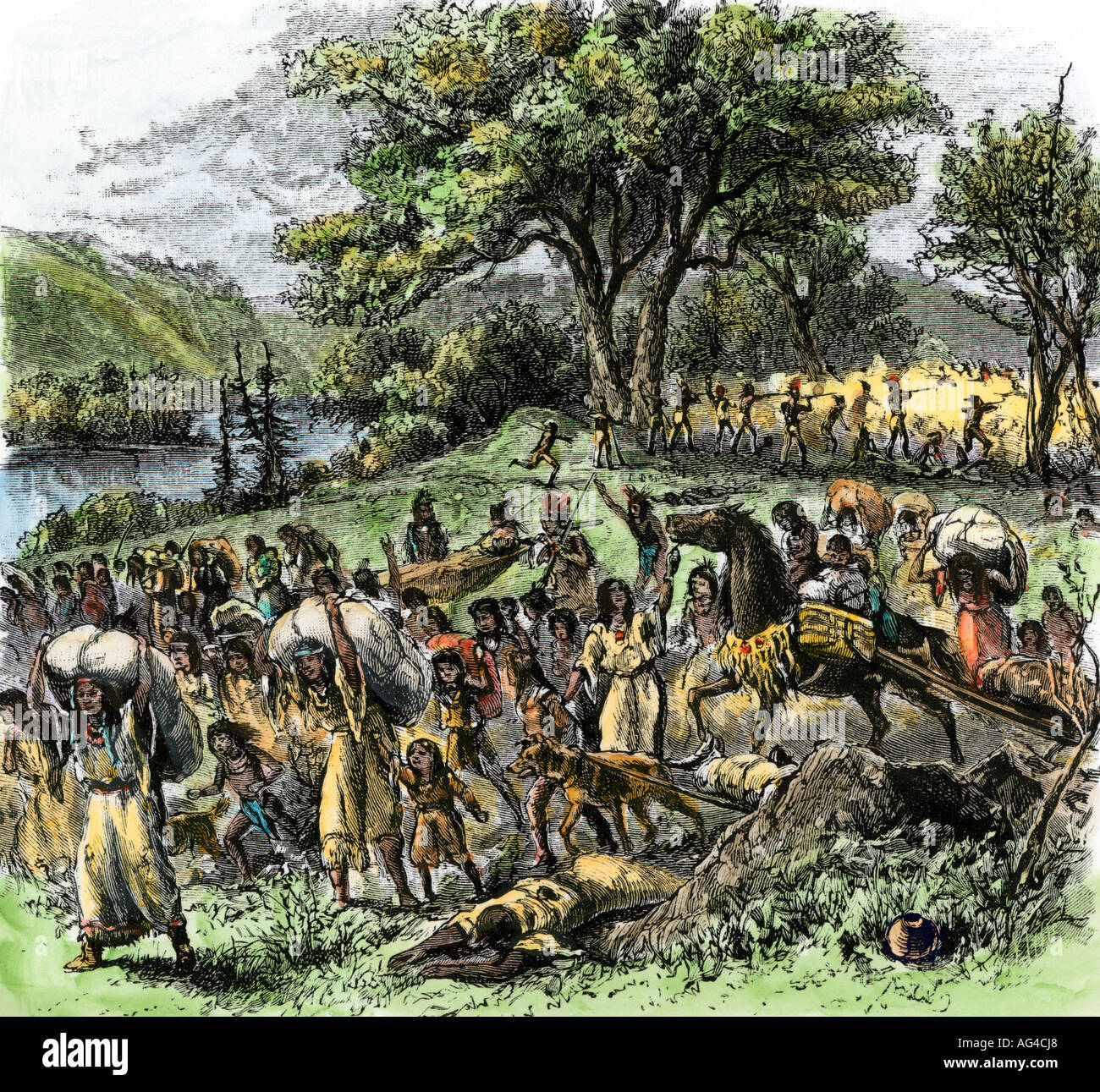 Battle of Bad Axe ending the Black Hawk War in Wisconsin 1832 Stock