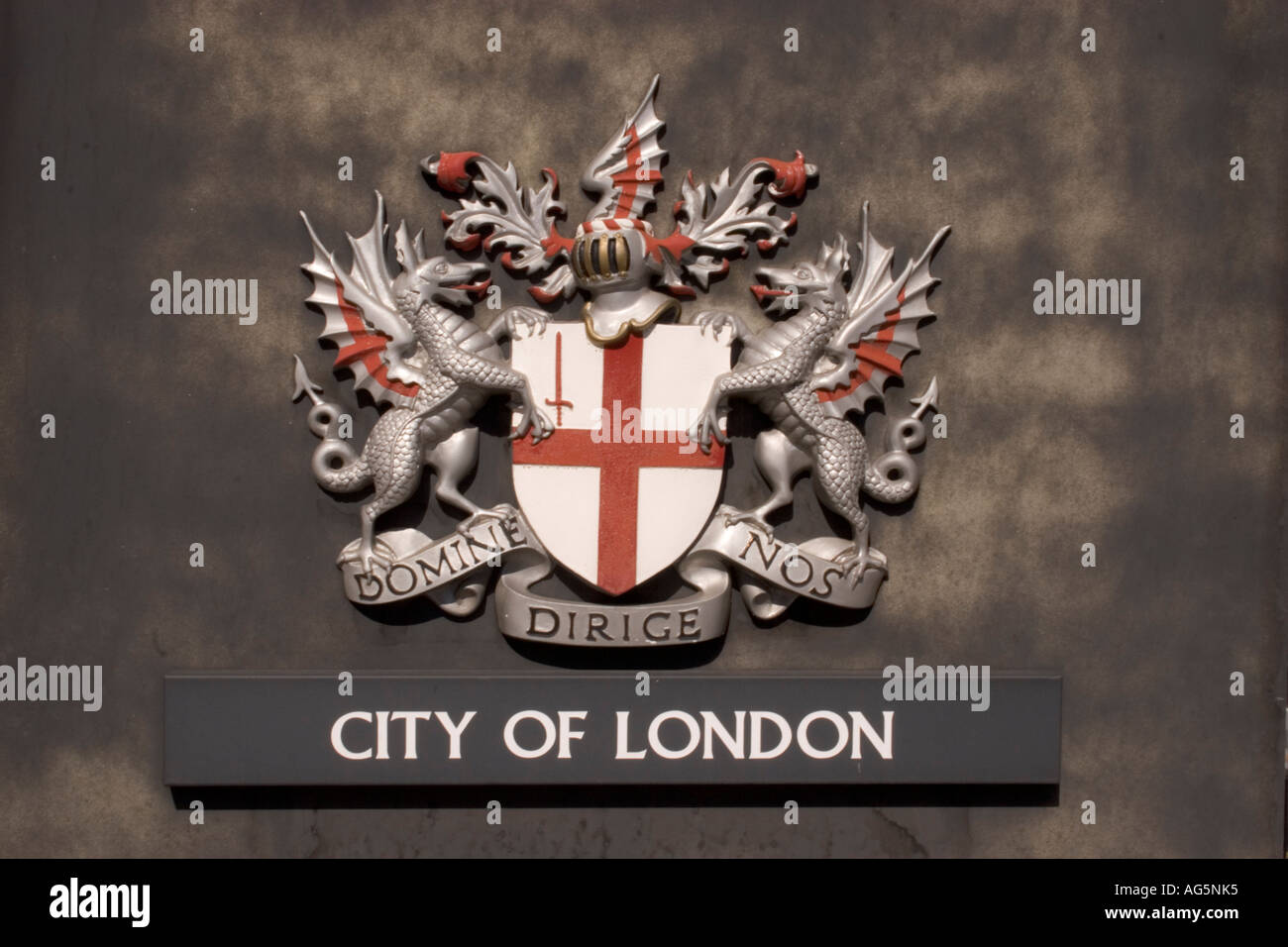 City of London emblem coat of arms Domine Dirige Nos Stock Photo