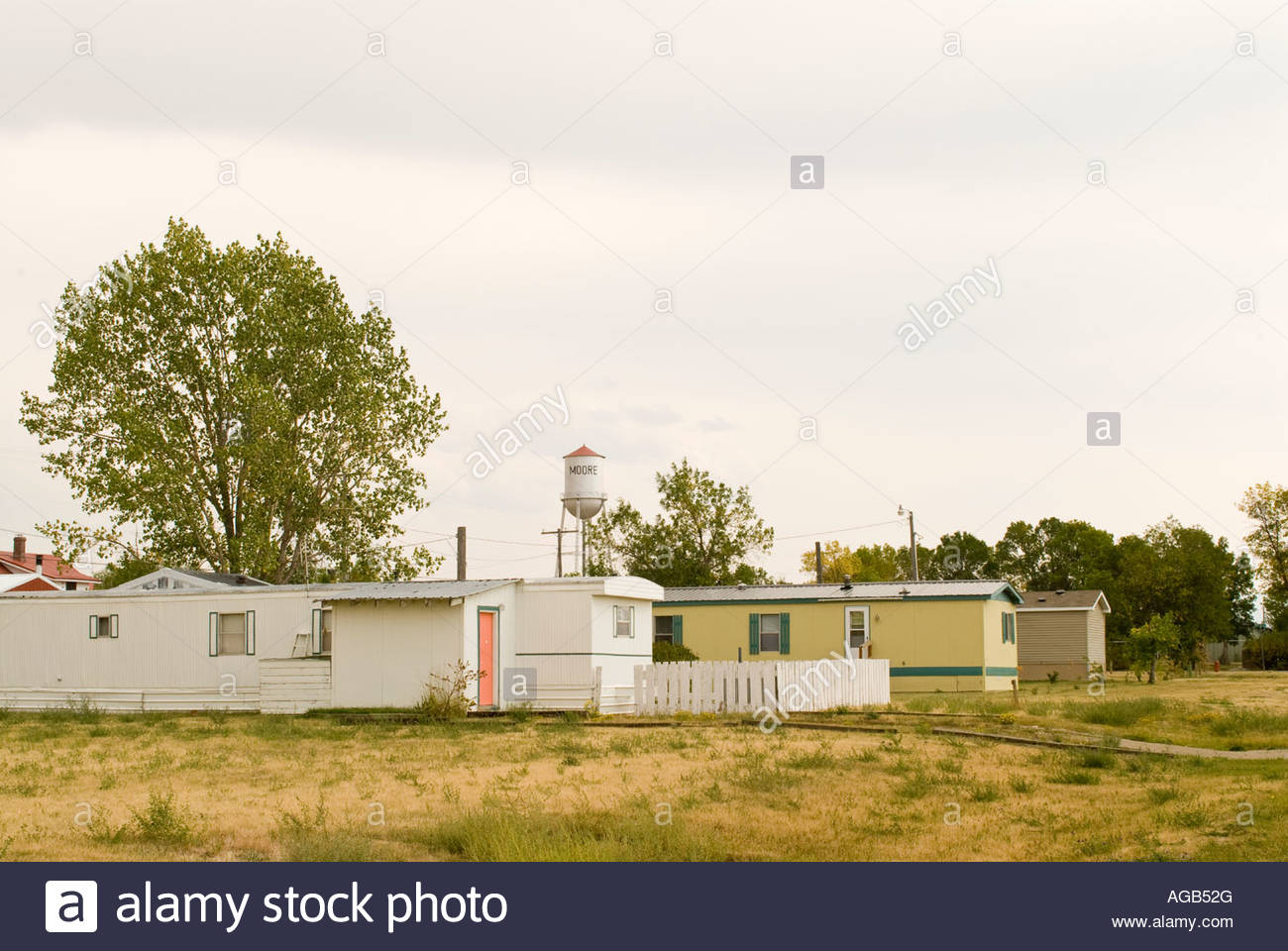 Mobile homes in residential area Moore Montana Stock Photo, Royalty