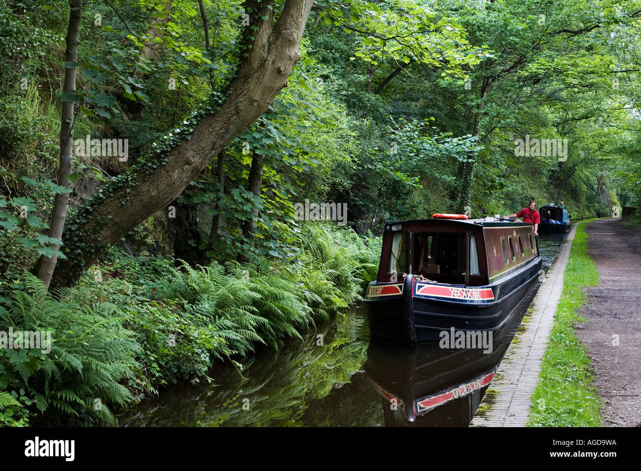 Narrowboats Approaching Llangollen On The Narrows On The Llangollen