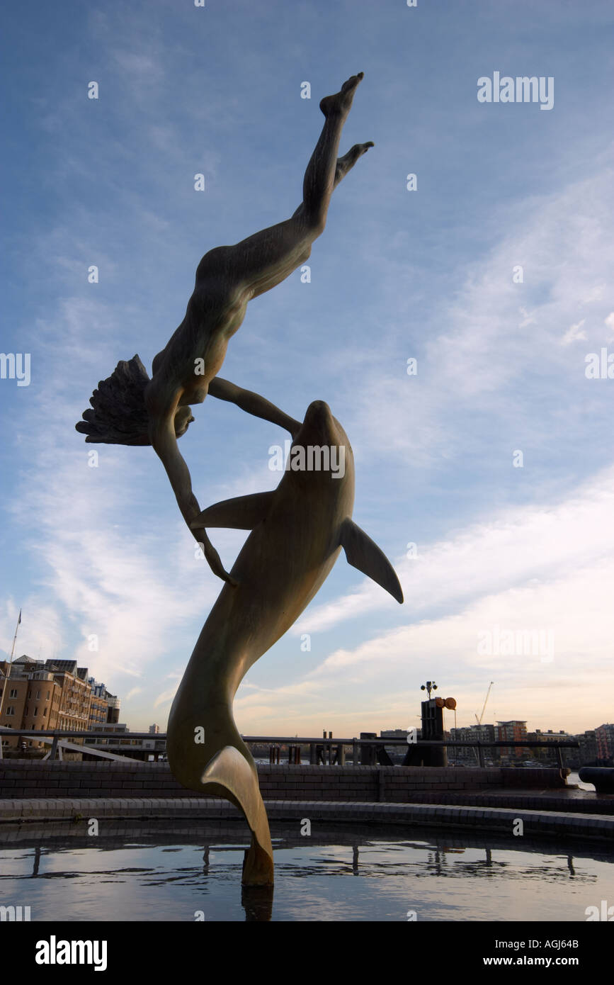 Girl with a Dolphin statue by David Wynne near Tower Bridge London