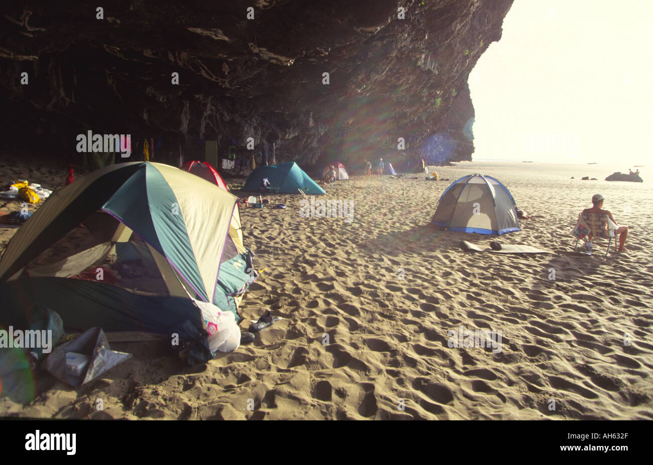Camping Kalalau Napali Coast Kauai Hawaii Stock Photo, Royalty Free