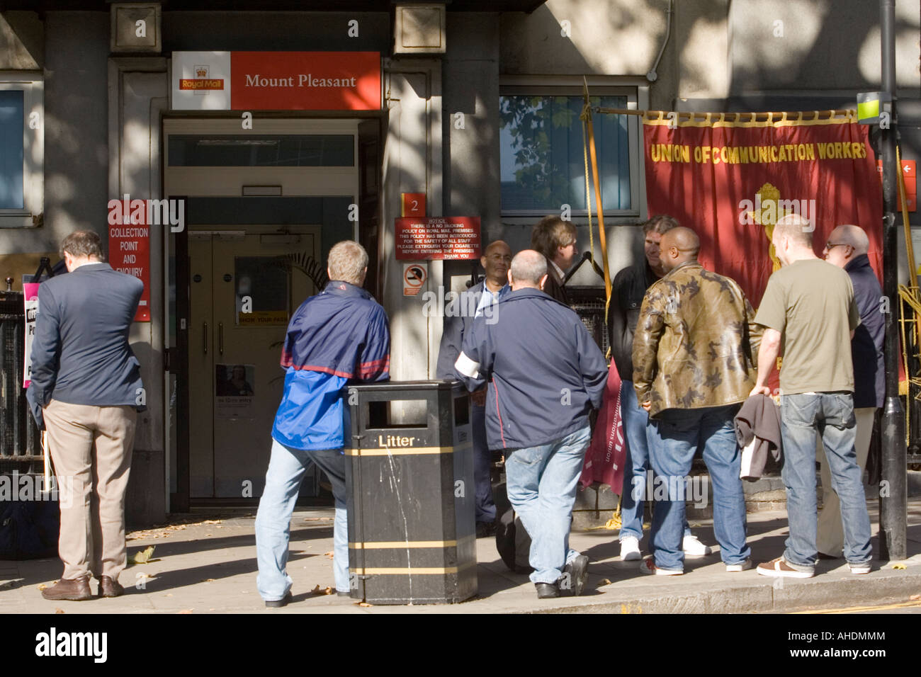Royal Mail postal workers on strike at the Mount Pleasant Sorting Stock