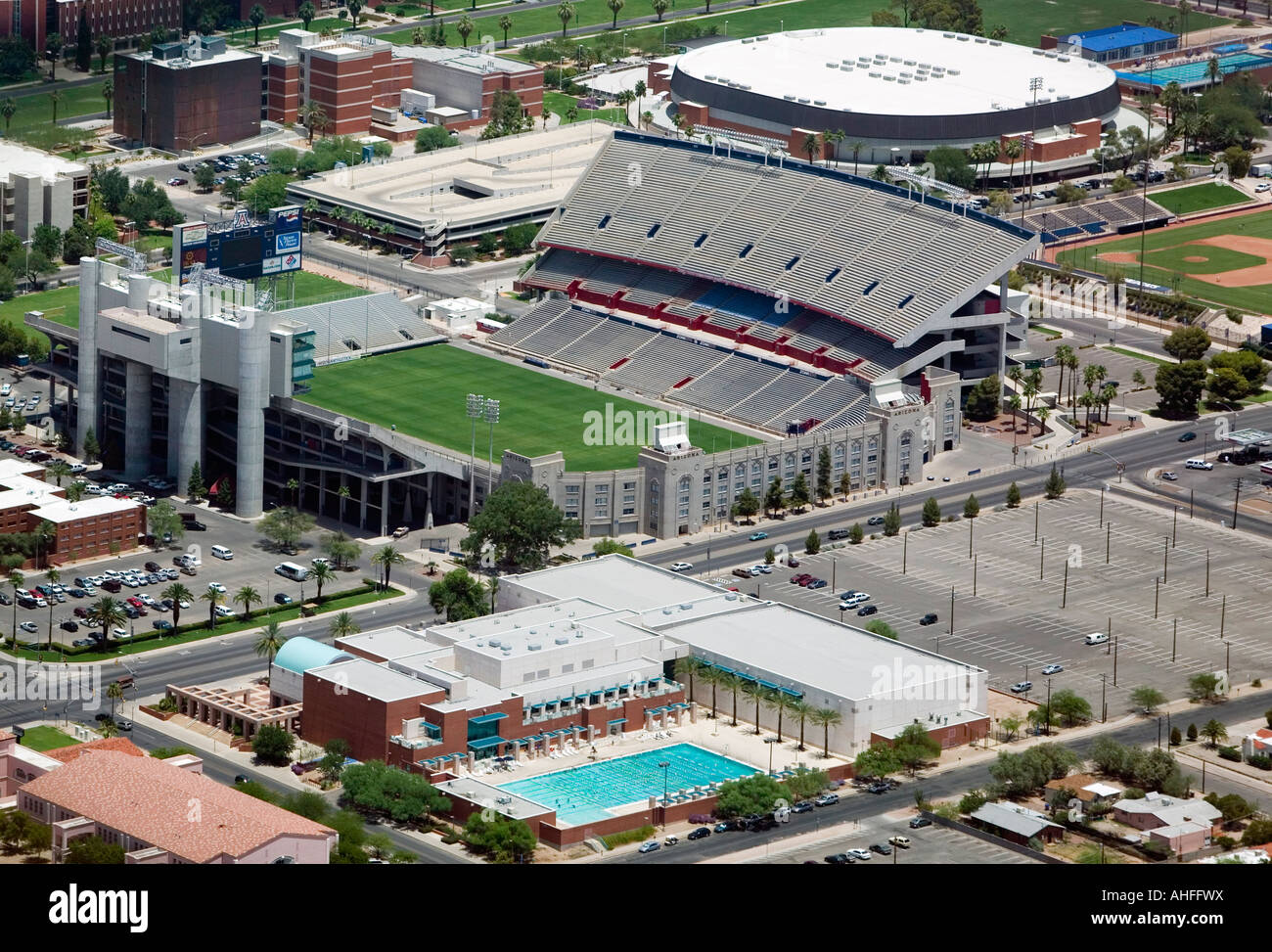Aerial View Above Stadium University Of Arizona Tucson Stock Photo