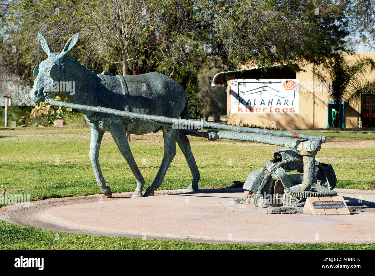 Upington northern cape South Africa RSA. Bronze donkey sculpture at Stock Photo, Royalty Free