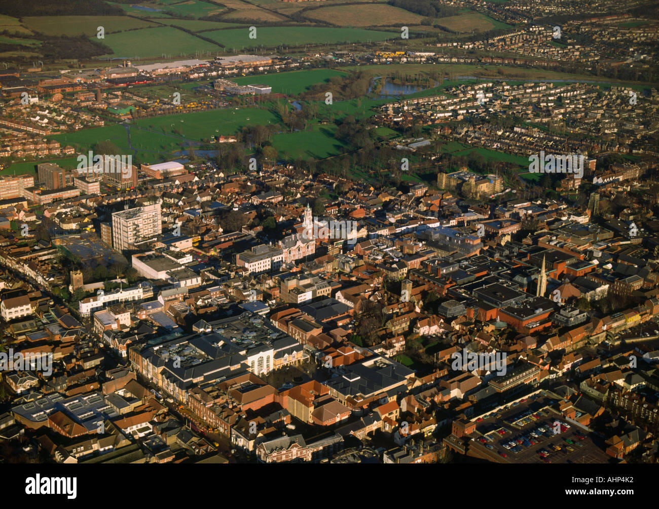 View over the town Colchester Essex aerial view Stock Photo, Royalty