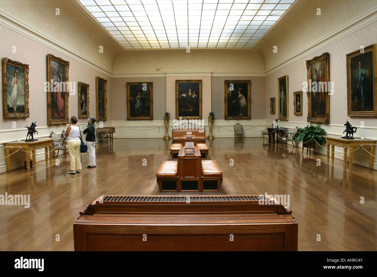 Viewing paintings, Huntington Library Stock Photo, Royalty Free Image