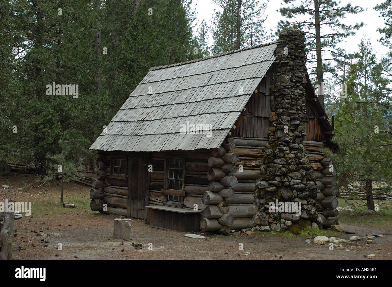 Old buildings at the Pioneer Yosemite History Center, Yosemite Stock
