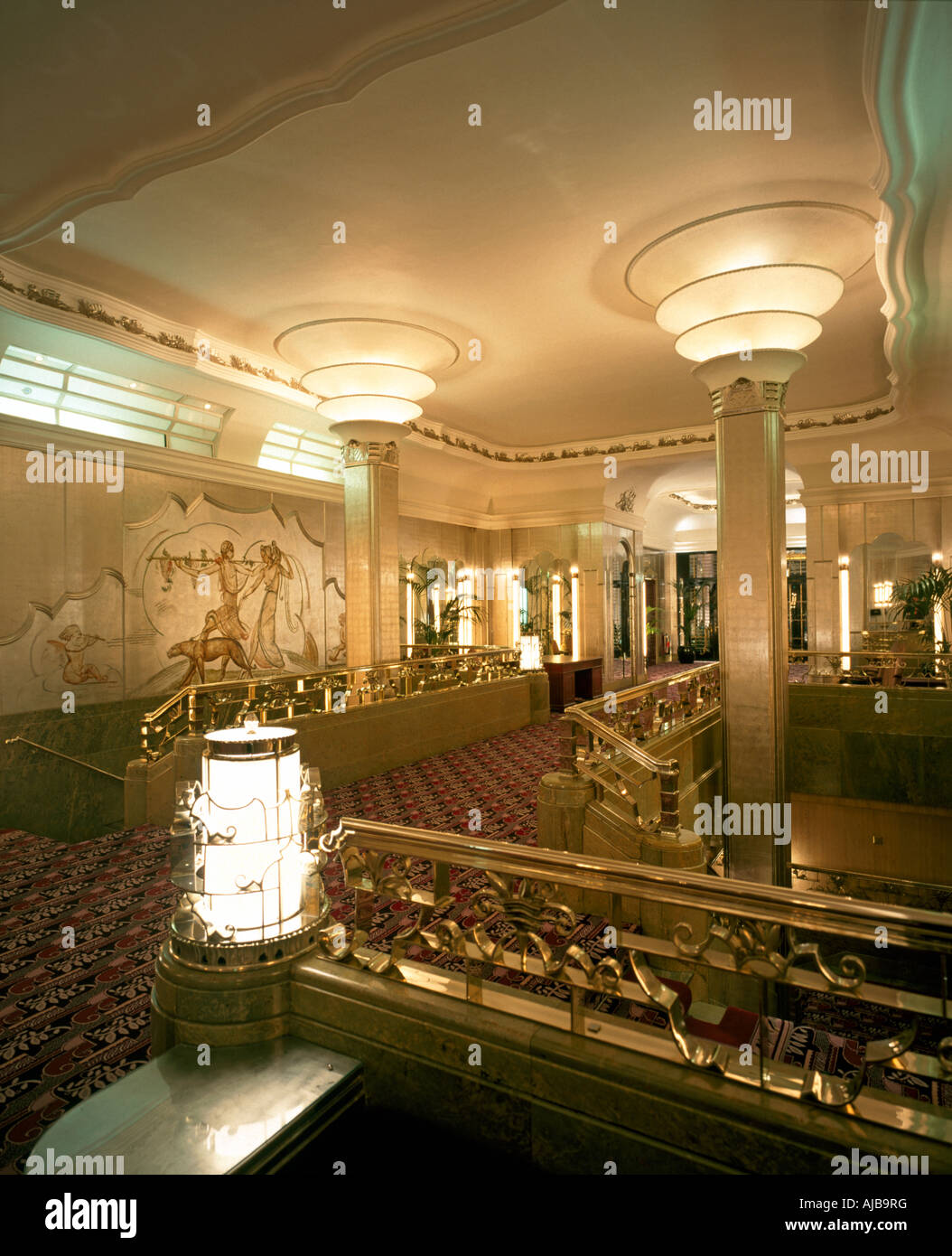 Foyer interior in art deco style of hyde park hotel london w1 ...