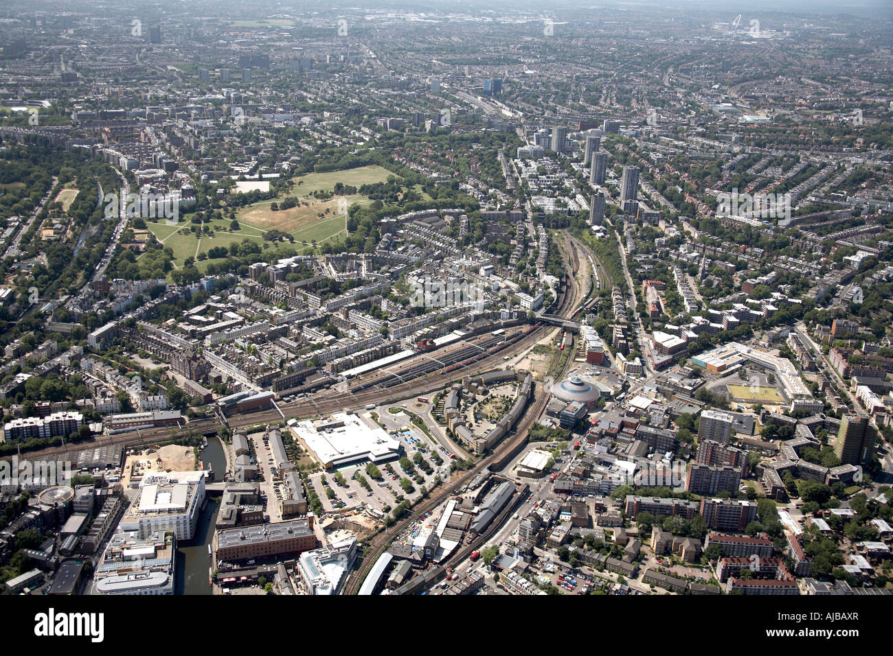 Aerial view south west of Chalk Farm Road The Roundhouse Theatre Stock Photo, Royalty Free Image