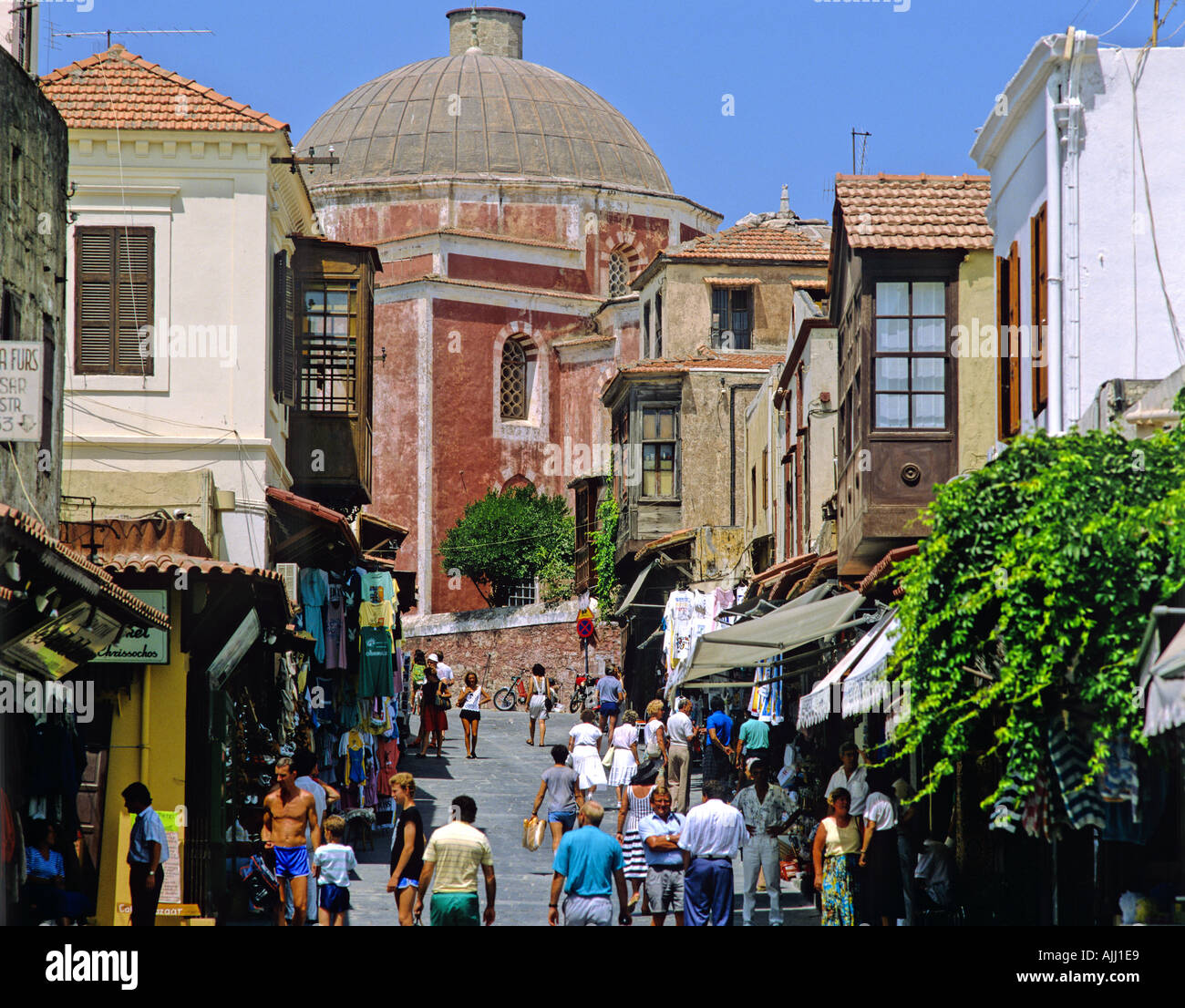 Rhodes Old town shopping street Rhodes Greece Stock Photo, Royalty Free
