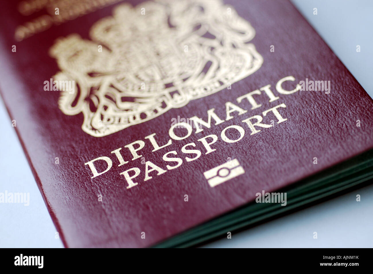 Close up picture of a British Diplomatic Passport cover Stock Photo
