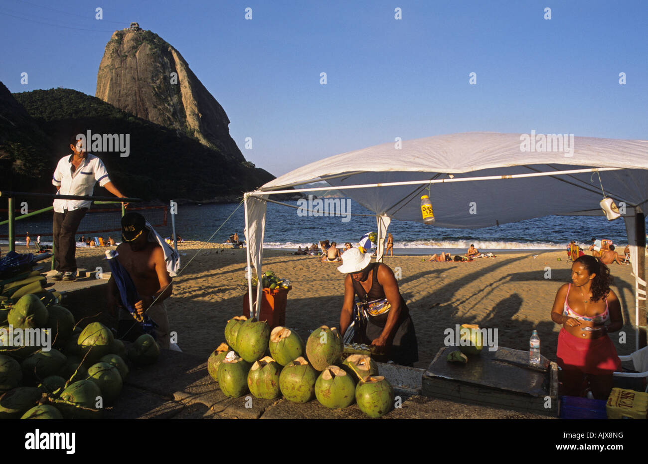 Agua De Coco Stall Praia Vermelha Rio De Janeiro Brazil Stock Photo Alamy