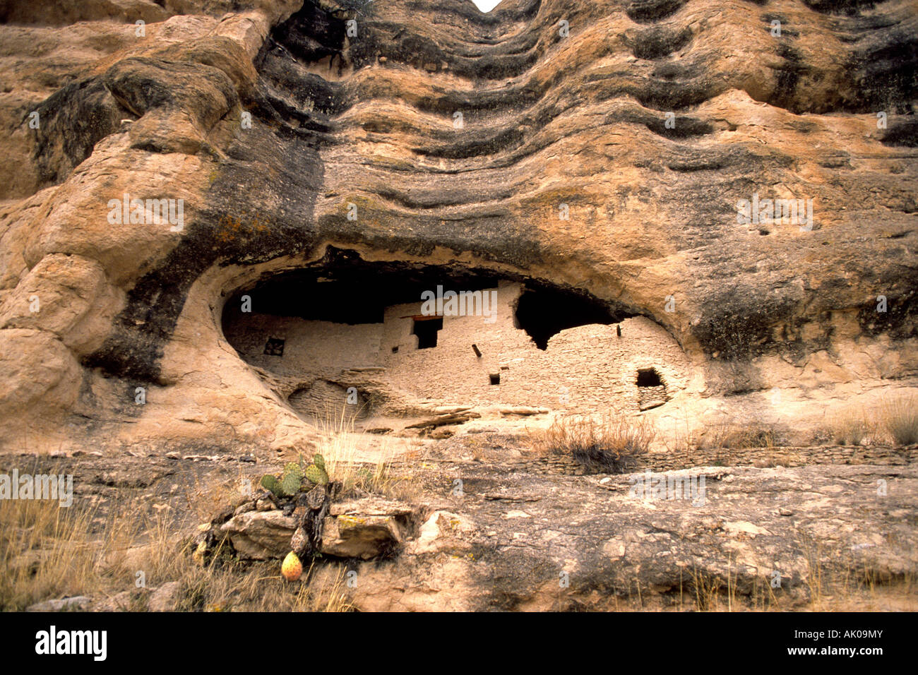 A view of the ancient Mogollon Indian cliff houses made of rock and