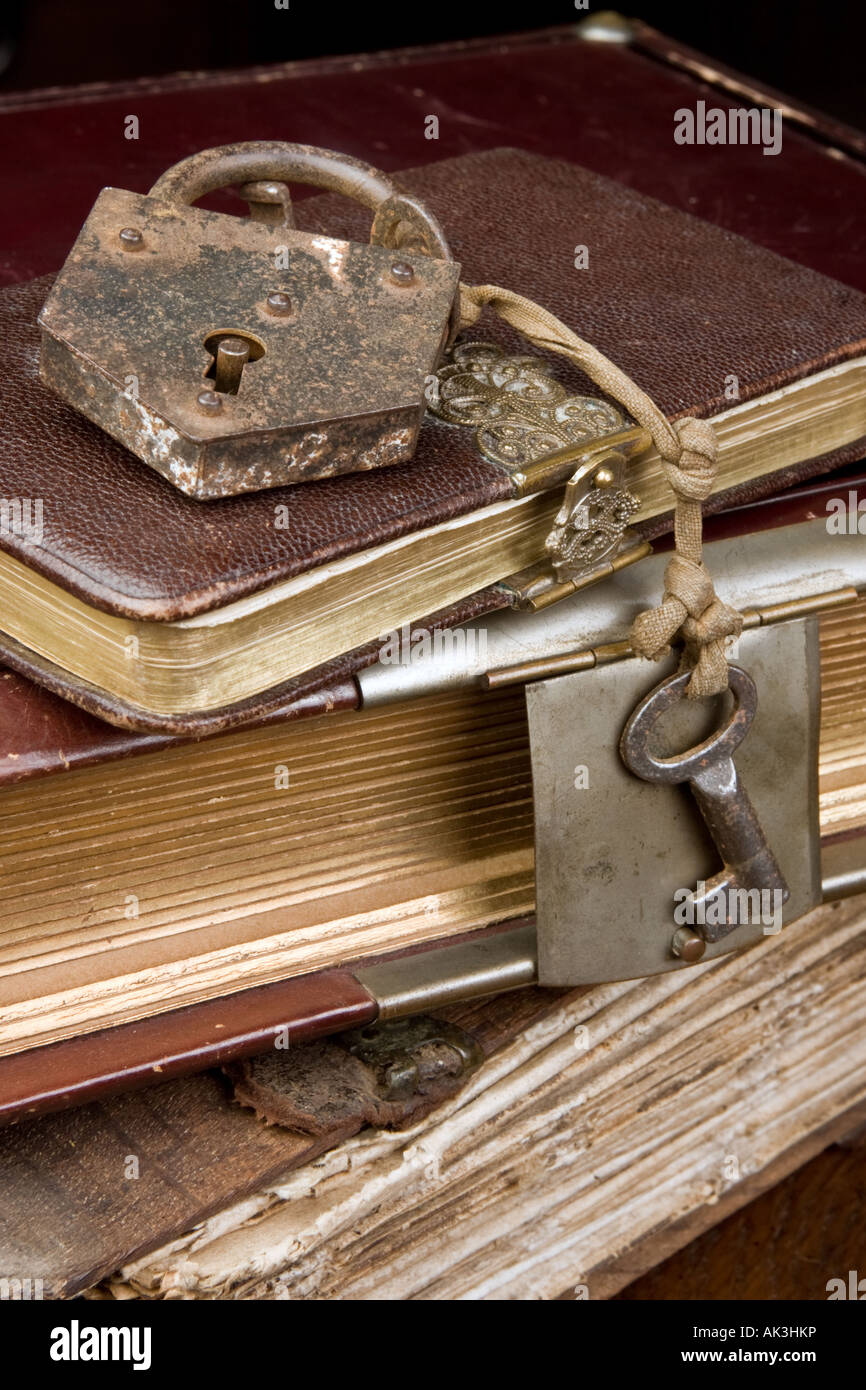 Antique books with locks containing old secrets Stock Photo, Royalty Free Image 14873721 Alamy