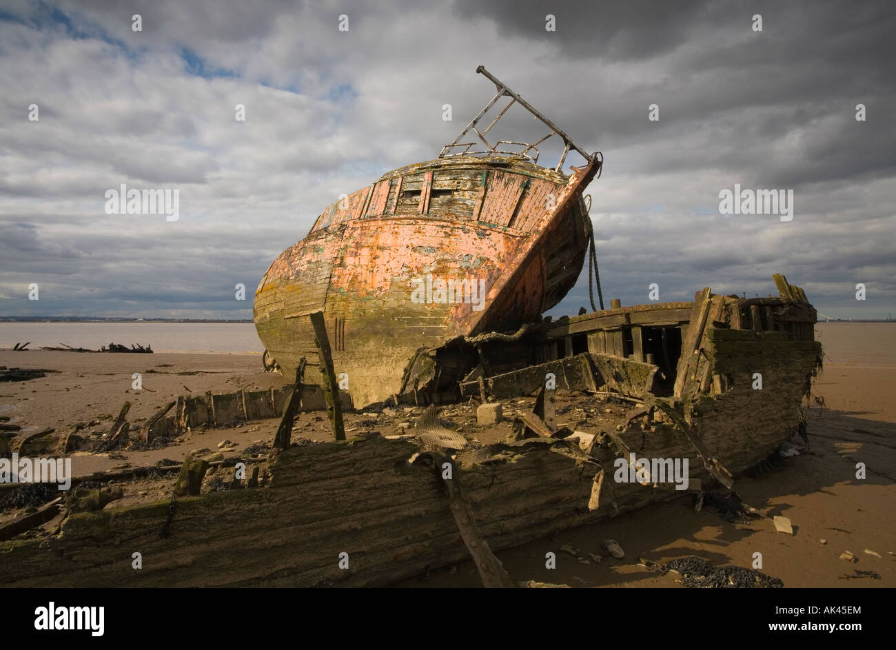 Shipwreck, Goxhill Haven, North Lincolnshire Stock Photo, Royalty Free