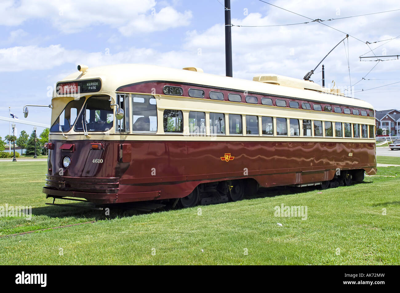 Environmentally friendly Electric powered trolley cars in downtown