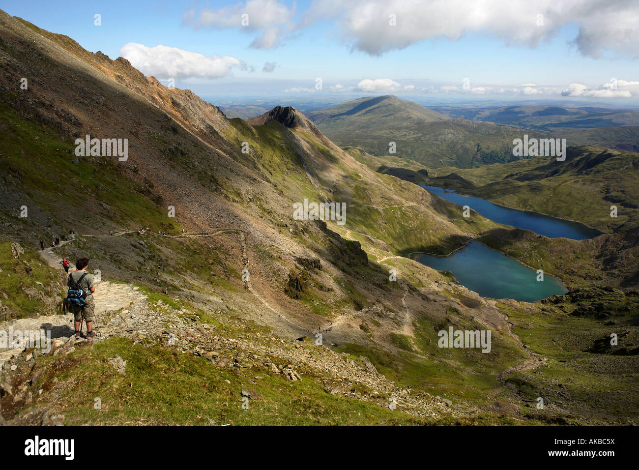 View From Top Of Mount Snowdon Wales Looking Down At Lakes Llyn Llydaw