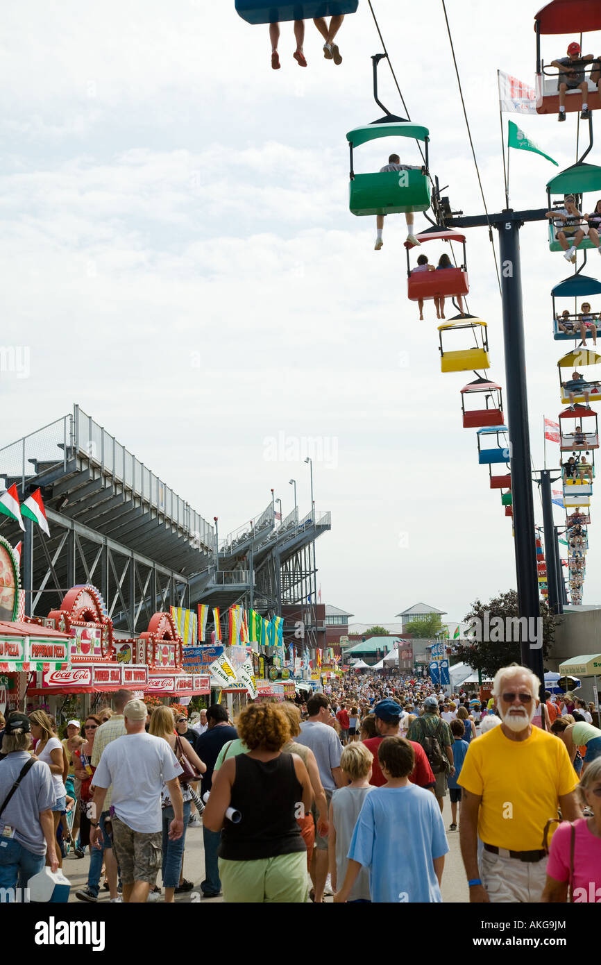 WISCONSIN Milwaukee Skyway gondolas overhead at Wisconsin State Fair