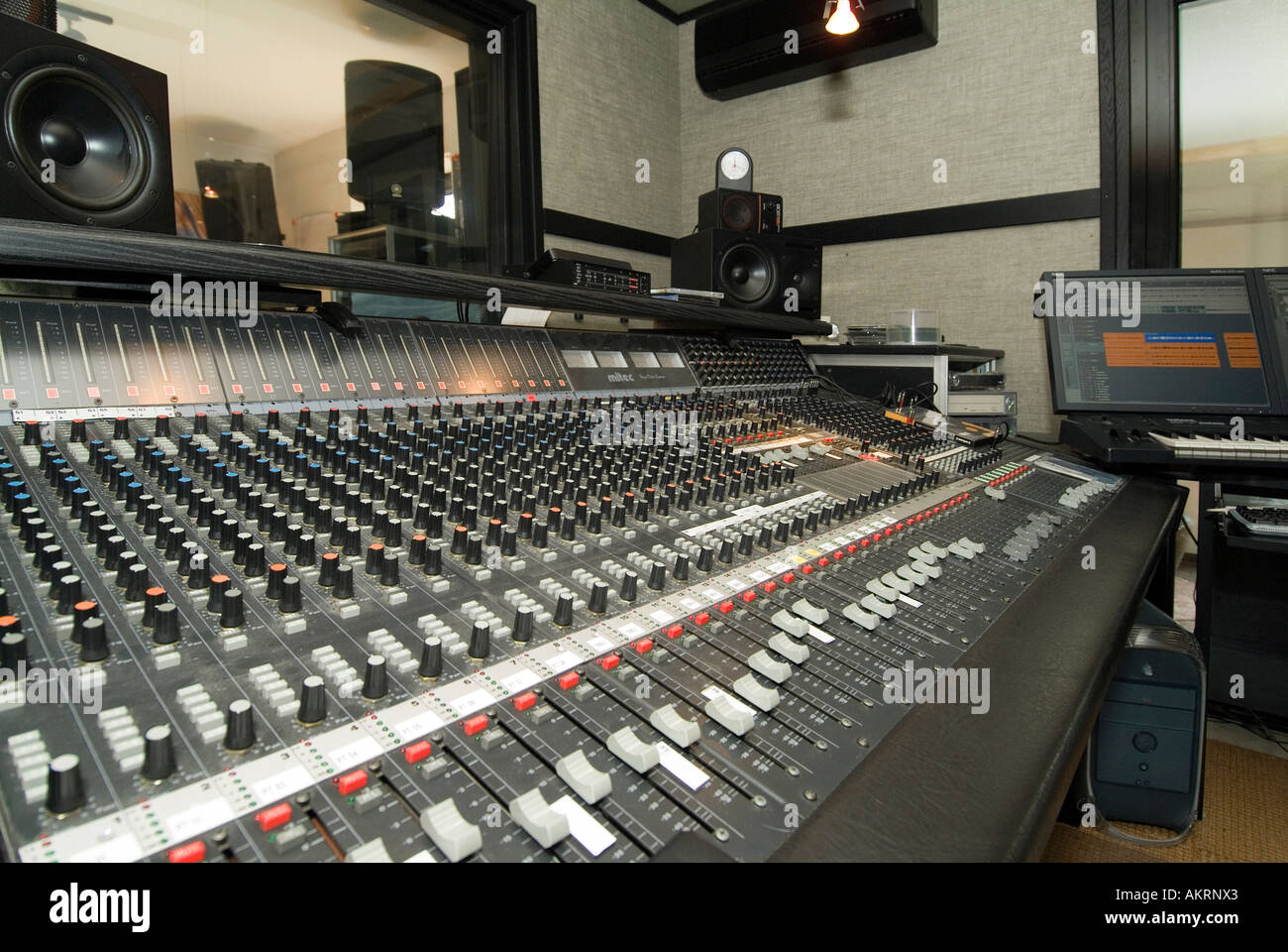 working in recording studio mixer unit in a studio Stock Photo, Royalty