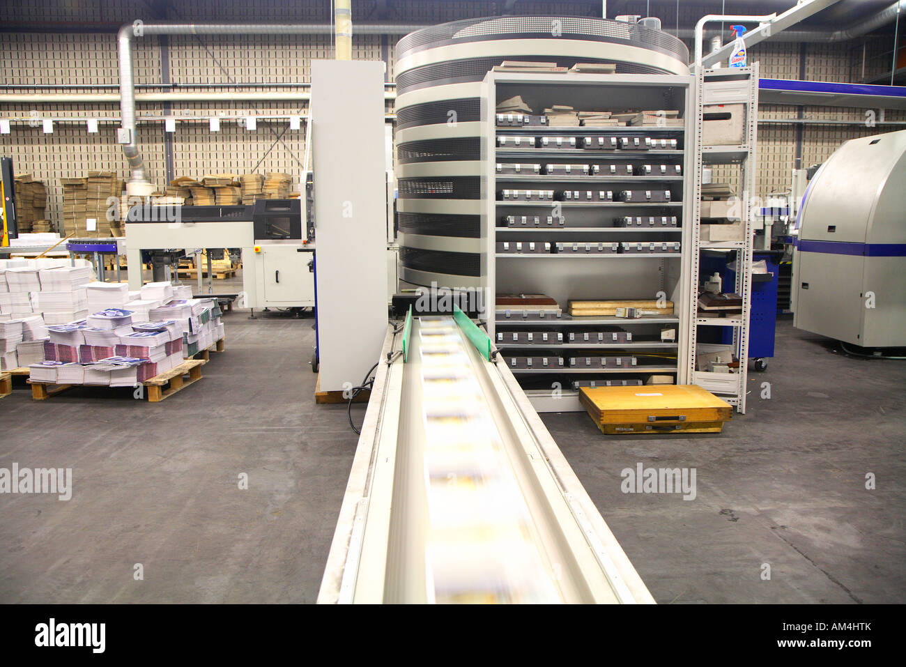 Bookbindery, binding books company. Bindery bindings of magazines Stock