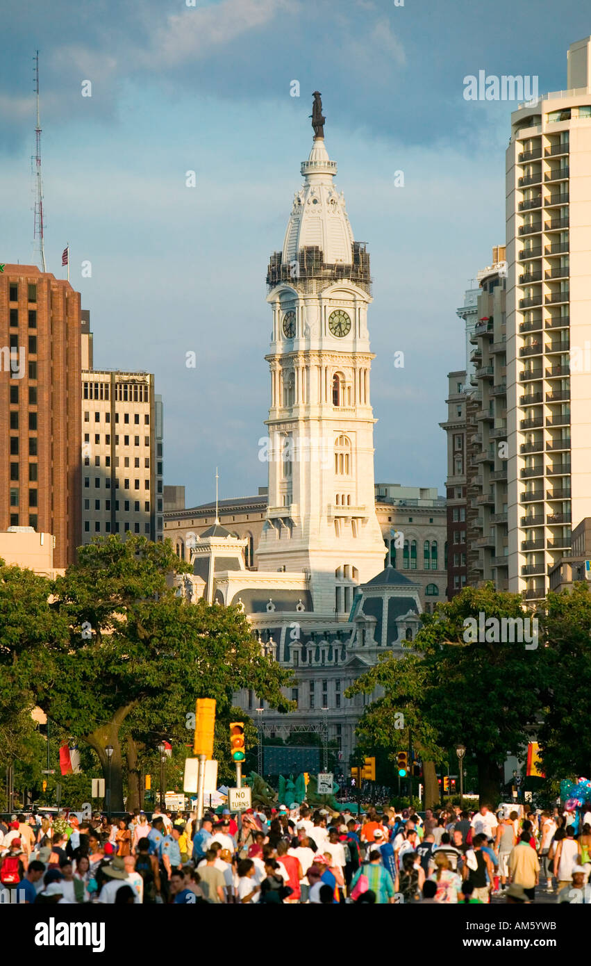 City Hall with Statue of William Penn on top Philadelphia Stock Photo