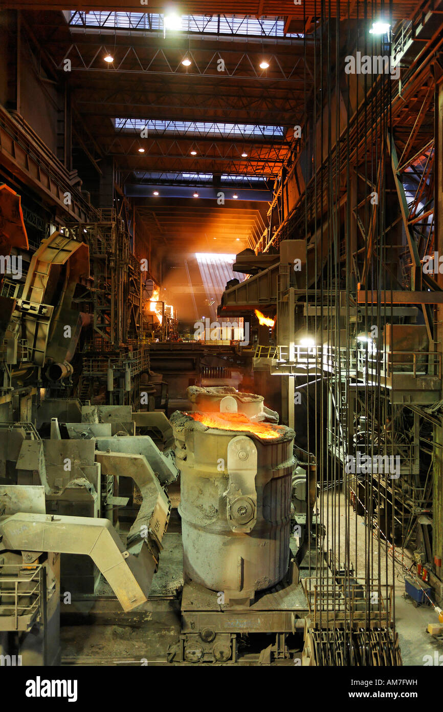 Pouring ladle at the steel mill, HKM, DuisburgEhingen, NRW, Germany