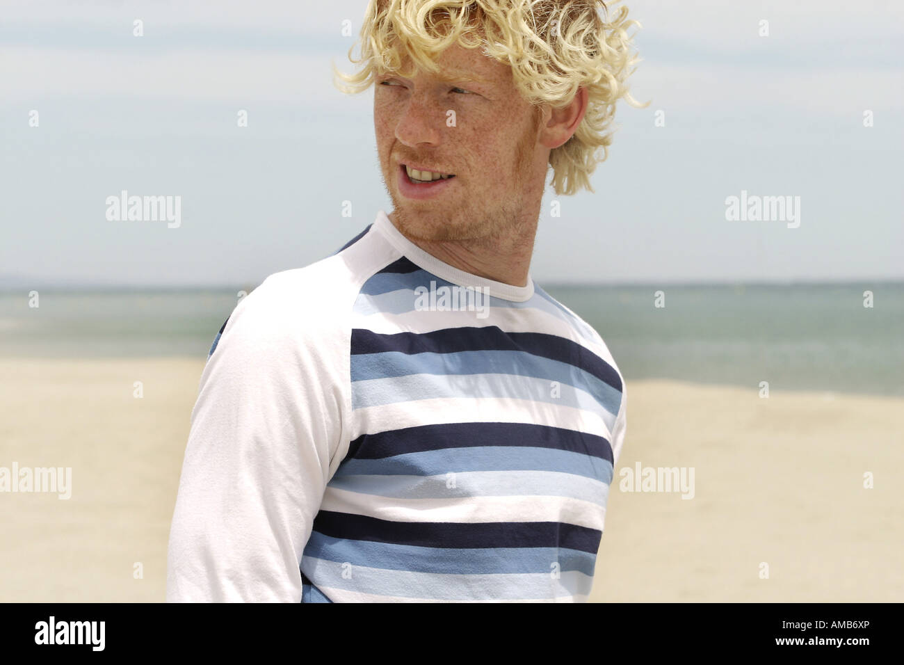 Joung Blond Man With A Three Day Beard At The Beach Stock Photo Alamy