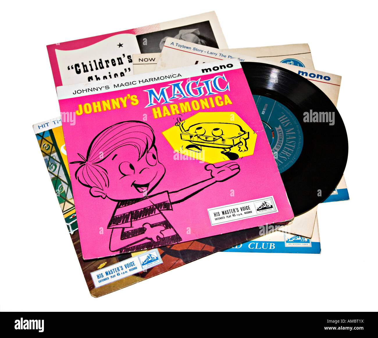 Childrens records from the 1960s Stock Photo, Royalty Free Image