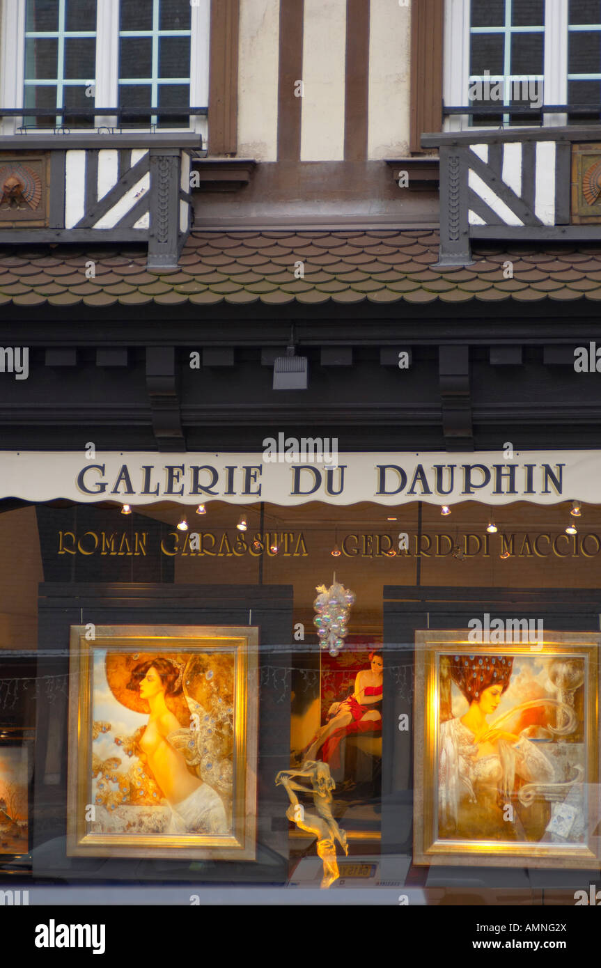 Honfleur Normandy France. Art gallery. Gallerie De Dauphin Stock Photo