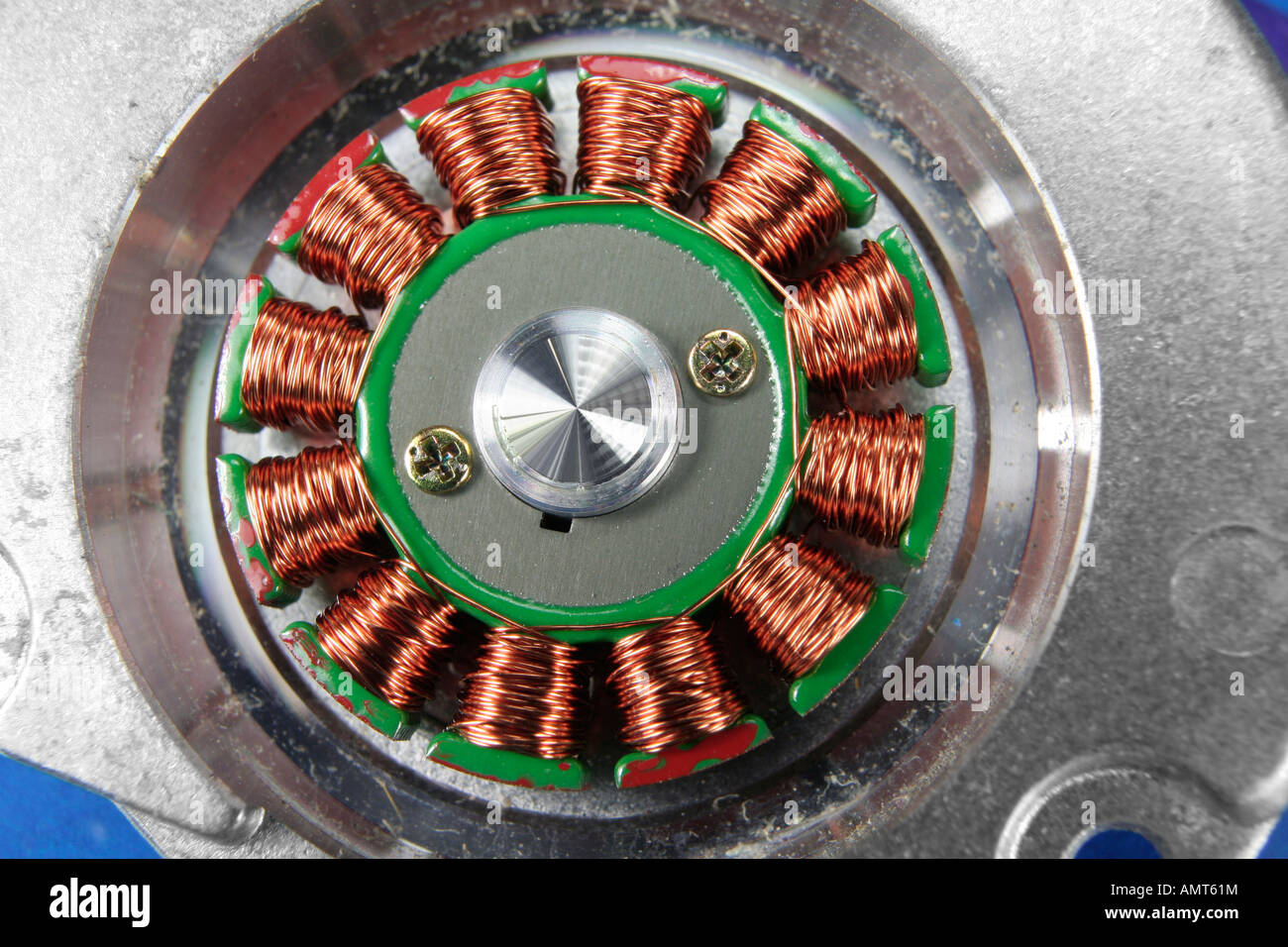 Brushless DC motor stator disassembled from computer drive Stock Photo