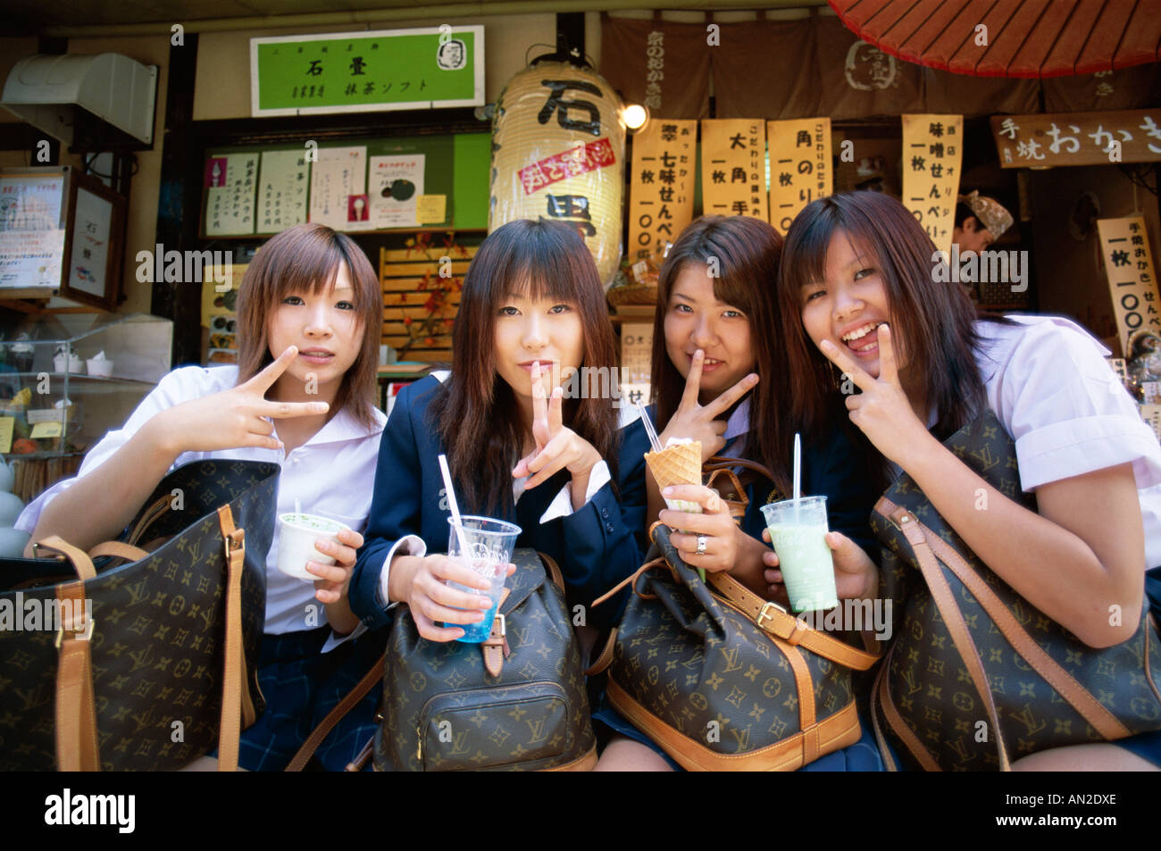 Japanese School Girls with Louis Vuitton Bags, Tokyo, Honshu, Japan Stock Photo, Royalty Free ...