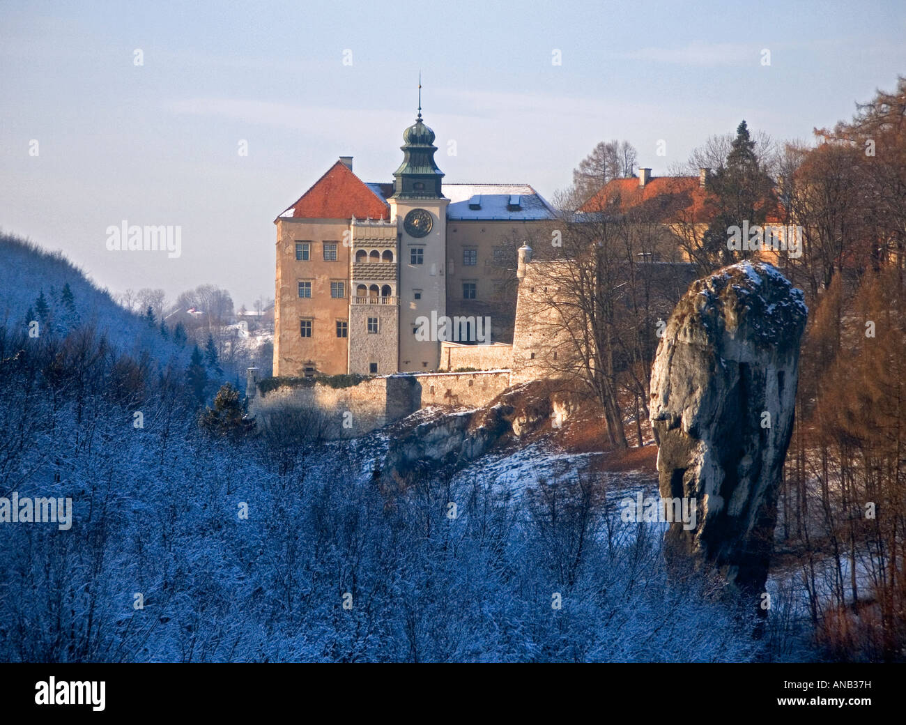 Pieskowa Skala Castle In Ojcow Np Of Poland At Winter Stock Photo Alamy