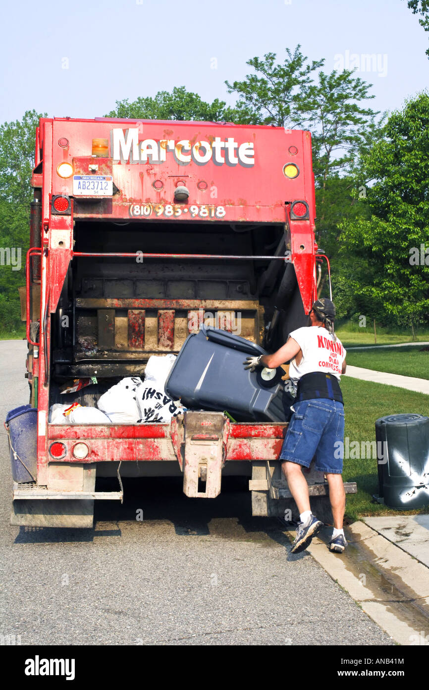 Local Neighborhood rubbish collection workers pick up household trash