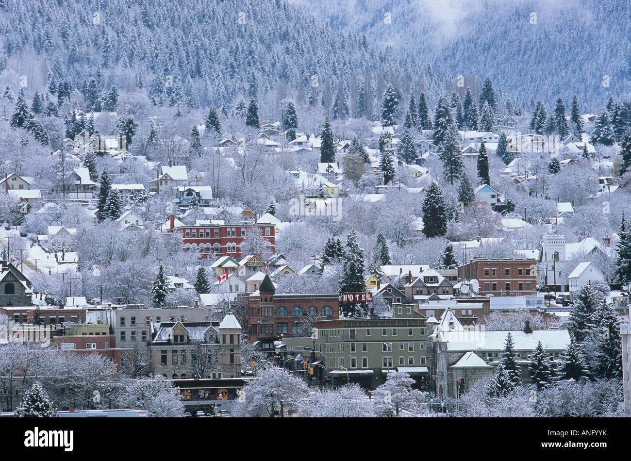 Winter in Nelson, British Columbia, Canada Stock Photo, Royalty Free