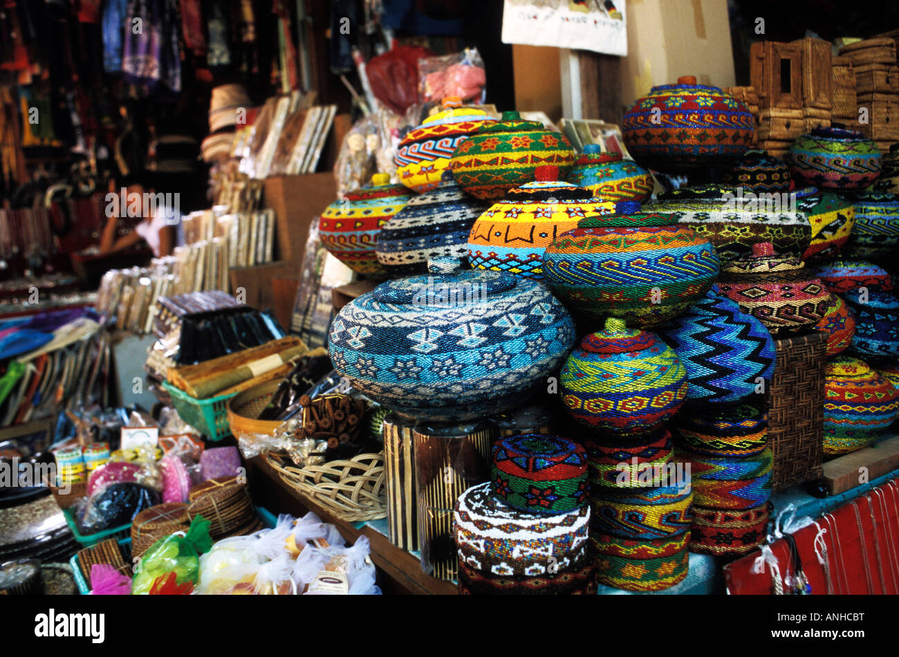 craft stall in craft market, ubud, bali, indonesia Stock Photo, Royalty